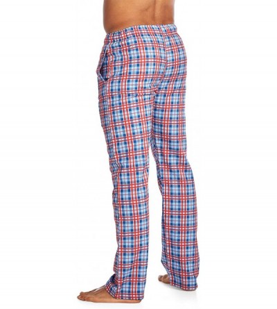 Sleep Bottoms Men's Woven Sleep Lounge Pajama Pants - Blue/Red - CS185KH2NAS $16.32