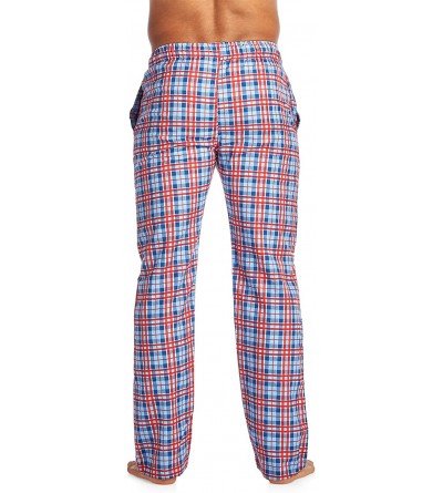 Sleep Bottoms Men's Woven Sleep Lounge Pajama Pants - Blue/Red - CS185KH2NAS $16.32