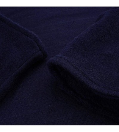 Robes Men's Soft Warm Plush Bathrobe with Hood-Full Length Kimono Shawl Collar - Dark Blue - CU1924S3GCQ $18.91