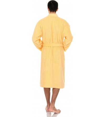 Robes Men's Luxury Robe- Turkish Cotton Terry Kimono Soft Bathrobe - Golden Haze - CH122LQ35UJ $43.53