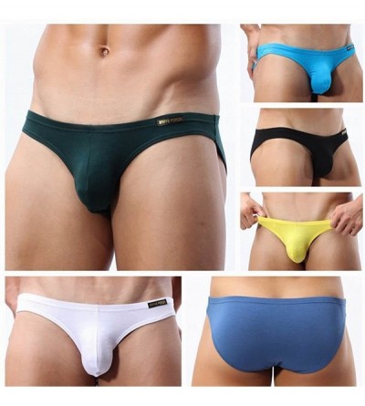 Briefs Sexy Men Model Briefs Underwear Mens Low Rise Bikini Bulge Enhancing - Deep Green - C0183GK5NMK $9.21