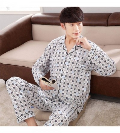 Sleep Sets Men Pyjama Set Cotton Spring Men Pajama Suit Plaid Full Sleeve Pajama Male Two Piece Nightwear Sleep - Men Pajamas...
