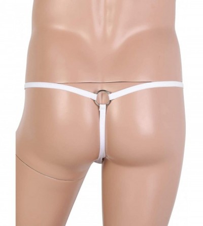 G-Strings & Thongs Men's Sexy G-String Jockstraps Athletic Supporters Elastic Cotton Bikini Briefs Underwear - White - CI193O...