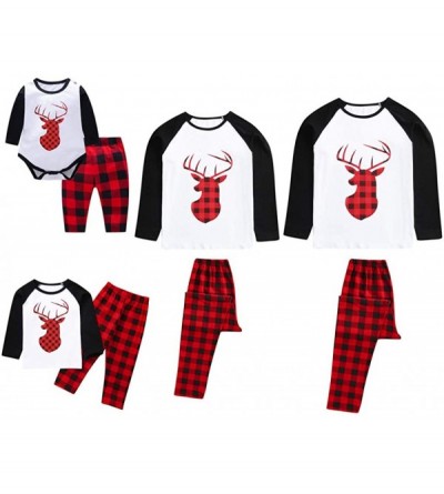 Sleep Sets Merry Christmas Series Matching Family Pajamas Blouse Tops+Pants Deer Plaid Printed for Men Women Children Kids PJ...