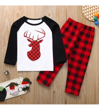 Sleep Sets Merry Christmas Series Matching Family Pajamas Blouse Tops+Pants Deer Plaid Printed for Men Women Children Kids PJ...