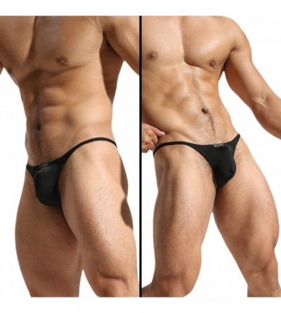 G-Strings & Thongs Men's Underwear Thong Ice Silk Backless Bikini Underwea G-String T-Back Undies - 3 Pack Black- Yellow- Blu...