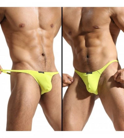 G-Strings & Thongs Men's Underwear Thong Ice Silk Backless Bikini Underwea G-String T-Back Undies - 3 Pack Black- Yellow- Blu...