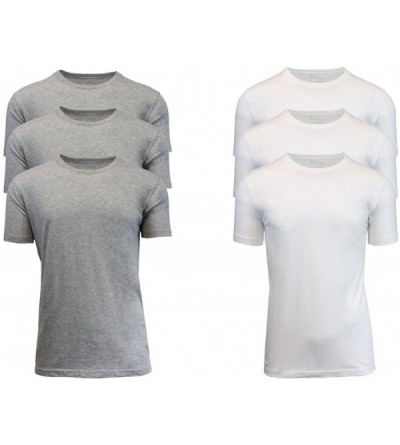 Undershirts Mens Crew Neck Undershirts (3-Pack- 6-Pack and 9-Pack) - White & Heather Grey (6-pack) - C4120TD7XEZ $57.38