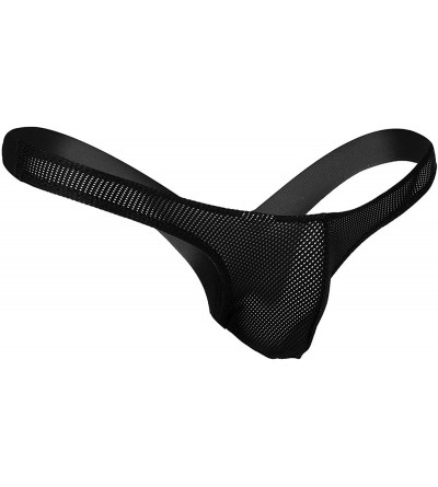 G-Strings & Thongs Men's Mesh See Through Open Back Stretchy Jockstrap G-String Bikini Low Rise Thong Underwear - Black - CE1...