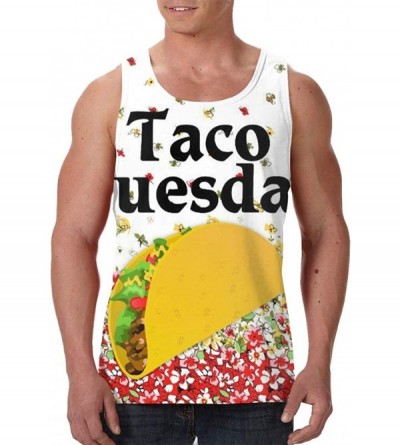 Undershirts Men's Soft Tank Tops Novelty 3D Printed Gym Workout Athletic Undershirt - Taco Tuesday - CF19D8IE4WK $41.31