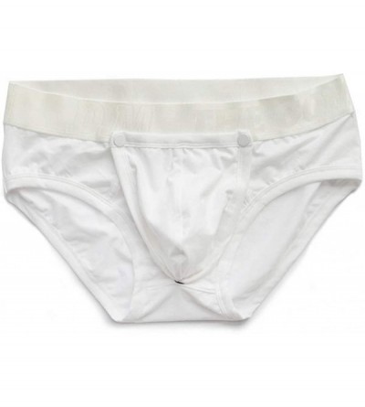 Briefs Men's Briefs Cotton Personality Detachable Pouch Low Waist Underwear Breathable Comfortable Solid Color - White - CH18...