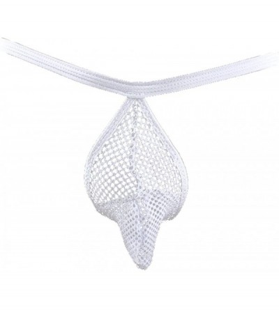Bikinis Men's See Through Fish Net G String Bulge Pouch Briefs Thong Underwear - White - CH18600EXIT $8.64