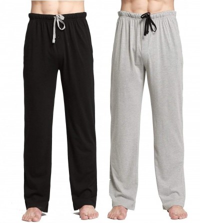 Sleep Bottoms Comfortable Jersey Cotton Knit Pajama Lounge Sleep Pants - Black Grey Melange 2pk - C518HDWDDK7 $23.53