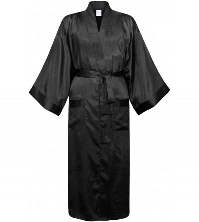 Robes Men's Kimono Robe - Black - C8128PJZZ31 $21.08