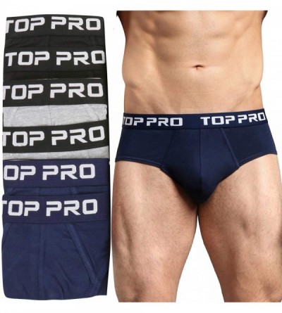 Briefs Men's Pack of Top Pro Waistband Stretch Bikini Brief Underwear - 6-pack - Assorted - CT18DH9XAX4 $36.36