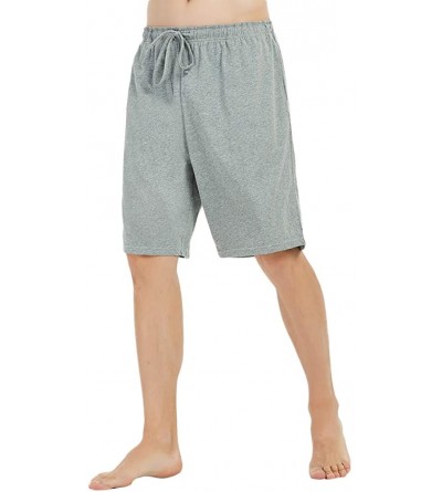 Sleep Bottoms Mens Cotton Pajama Shorts- Lightweight Lounge Pant with Pockets Soft Sleep Pj Shorts for Men - Light Grey Mel. ...