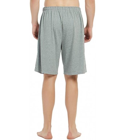 Sleep Bottoms Mens Cotton Pajama Shorts- Lightweight Lounge Pant with Pockets Soft Sleep Pj Shorts for Men - Light Grey Mel. ...