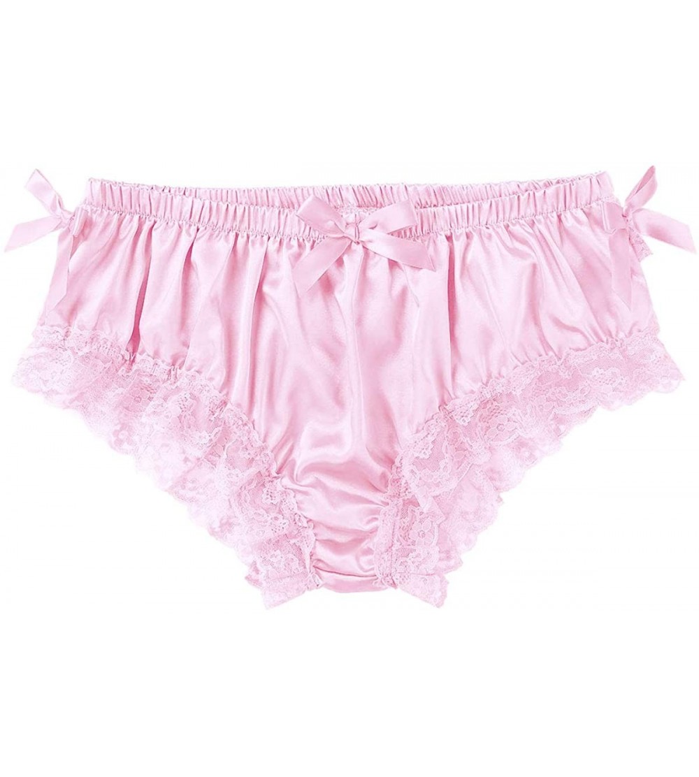 Boxer Briefs Sissy Panties Men's Satin Trunk Boxer Briefs Crossdress Bloomers Underpants - Pink - CG18LS0Y477 $10.77