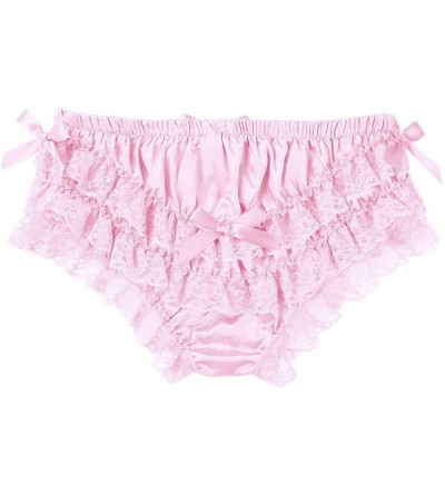 Boxer Briefs Sissy Panties Men's Satin Trunk Boxer Briefs Crossdress Bloomers Underpants - Pink - CG18LS0Y477 $10.77