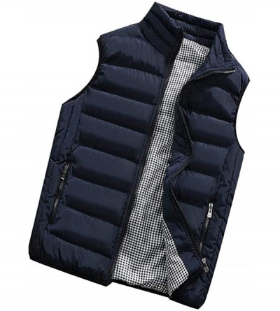 G-Strings & Thongs Men's Autumn Winter Full Zip Lightweight Water-Resistant Packable Puffer Vest - Dark Blue - CZ19546NDOG $4...