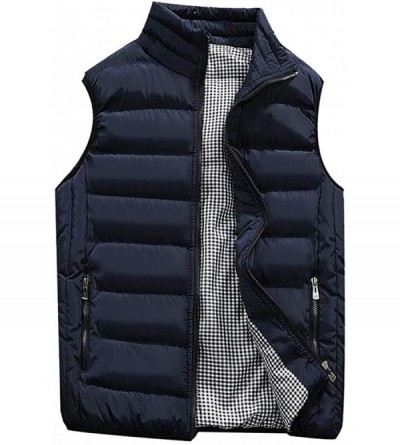 G-Strings & Thongs Men's Autumn Winter Full Zip Lightweight Water-Resistant Packable Puffer Vest - Dark Blue - CZ19546NDOG $2...