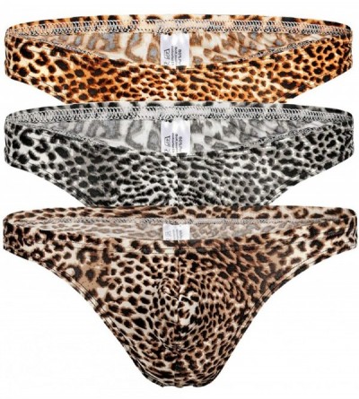 G-Strings & Thongs Men G-String Thong Leopard Printed Underwear Low Rise Breathable Classic Bikiki Wild Stretchy- M-XXXL - Bl...