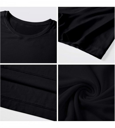 Undershirts Men's Crew Neck Undershirts Bamboo Short Sleeve Slim-fit T-Shirts 3-Pack - 1-pack-black - CA194L25C75 $14.90