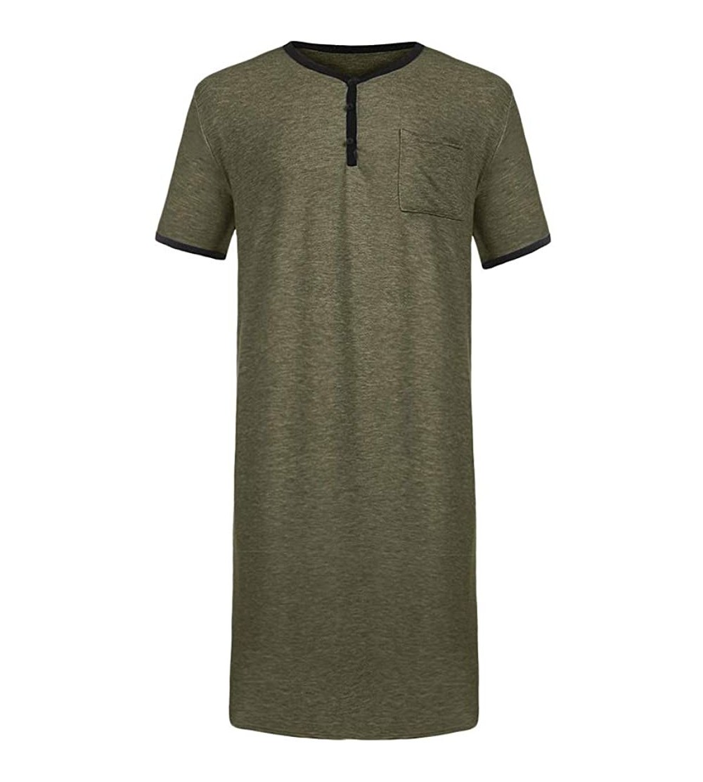 Sleep Tops Mens Nightshirts Short Sleeve Casual Cotton Sleepshirt V Neck Raglan Nightgrown Pajama Long Lightweight Sleepwear ...