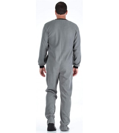 Sleep Sets Adult Fleece Solid Color and Buffalo Plaid Footed Onesie Pajama - Men's - Grey - CY1979XWK56 $37.74