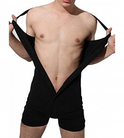 Shapewear Men's Sexy One Piece Button Bodywear Body Suit Underwear Tights Leotard - Black - CP12HF2YV25 $19.68