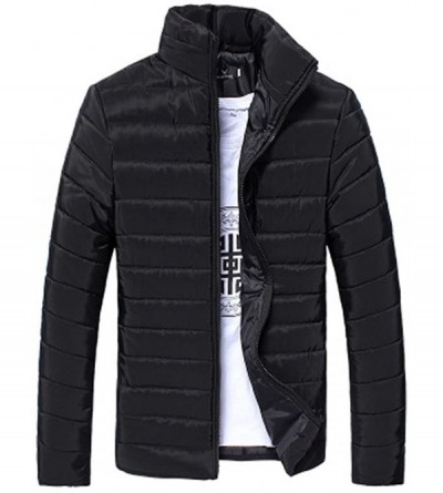 Sleep Sets Men's Warm Jacket Thick Outerwear Jacket Full Zip Water-Resistant Casual Winter Coat - Black - CU194KGXELC $34.18
