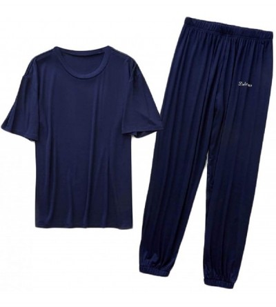 Sleep Sets Men's Long-Pants 2-Piece Modal Lounger Nightwear Thin Summer Sleepwear - 4 - CV19CZOZ4KD $27.31