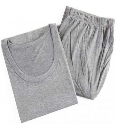 Thermal Underwear Men Breathable Lightweight Autumn Oversize Thin Long Johns Male Underwear Sets Tops Pants - Gray - CG1932DA...