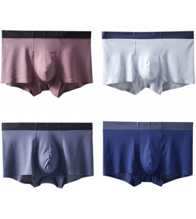 Bikinis Boxer Briefs 4PC Mens Plus Size Mesh Breathable Underpants Thin Ice Silk Pouch Underwear Without Trace - C - CL18XLX4...