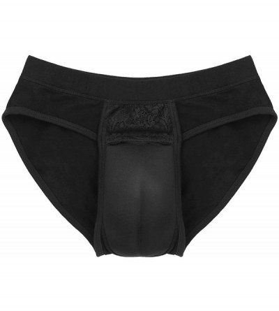 Briefs Men's Breathable Shaping Briefs Underwear Hiding Gaff Panties Cotton for Sissy Crossdresser Transgender - Black - CP18...