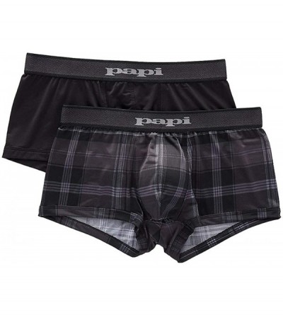 Trunks Men's Brazilian Cool Trunk Boxer Briefs Pack of 2 Comfort Fitting Underwear - Black/Grey - C8192AKO7SA $27.42