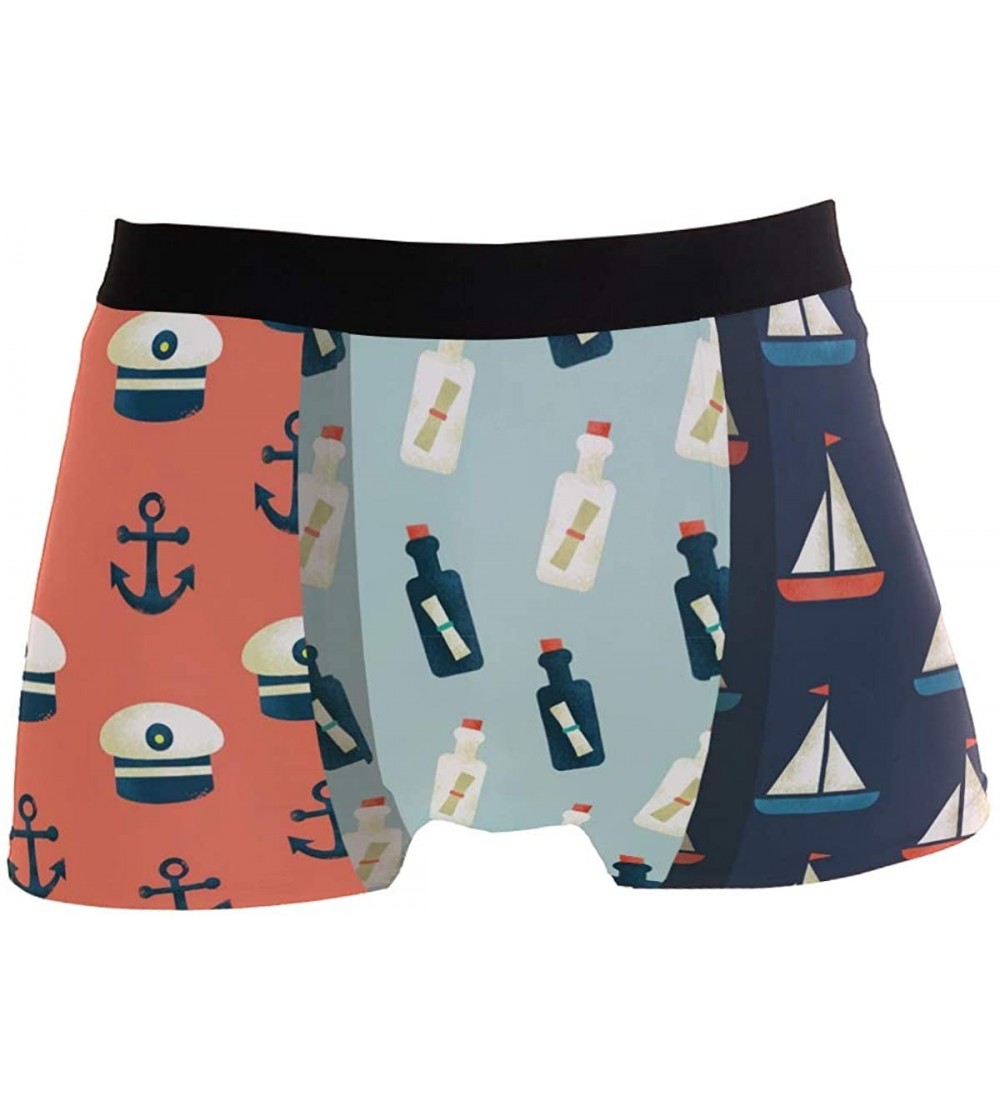 Boxer Briefs Summer Beach Pattern Sailboat Mens Boxer Briefs for Boy Youth Men Underwear Polyester Spandex Comfort - CY18OAZT...