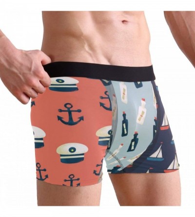 Boxer Briefs Summer Beach Pattern Sailboat Mens Boxer Briefs for Boy Youth Men Underwear Polyester Spandex Comfort - CY18OAZT...