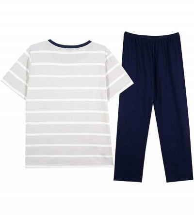 Sleep Sets Mens Cotton Pajama Set- Lightweight Lounge Pant with Pockets Soft Sleep Pj for Men - B_grey - C6199AQE2GQ $19.73