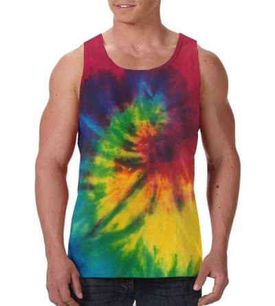 Undershirts Men's Fashion Sleeveless Shirt- Summer Tank Tops- Athletic Undershirt - Tie Dye Peace - CS19D80KU6M $37.03