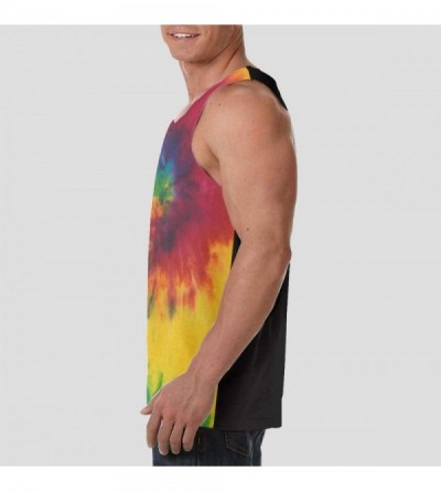 Undershirts Men's Fashion Sleeveless Shirt- Summer Tank Tops- Athletic Undershirt - Tie Dye Peace - CS19D80KU6M $16.29