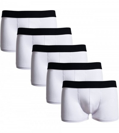 Boxer Briefs Men's Boxer Briefs Short Leg Low Rise Cotton Underwear - 5 Pack 04 White - CV185U5SHTS $59.80
