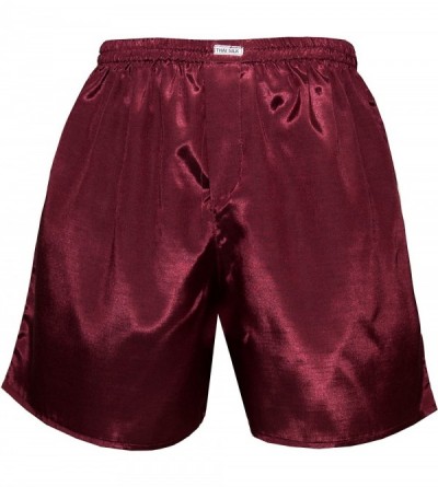 Boxers Men's Underwear Sleepwear Thai Silk Boxer Shorts - Burgundy - CX1855CMRR7 $13.67