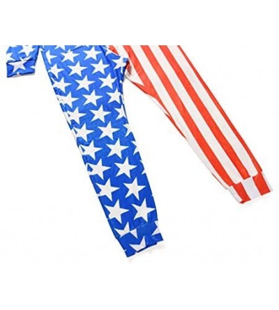 Sleep Sets Men's Unisex American-Flag Hooded Jumpsuit One-Piece Non Footed Pajamas - Xl - C81994CDI52 $41.19