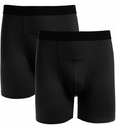 Boxer Briefs Men Underwear Cotton Stretch Boxer Brief Double Crotch 3-Pack - Black2 - CR19329XHH8 $35.51