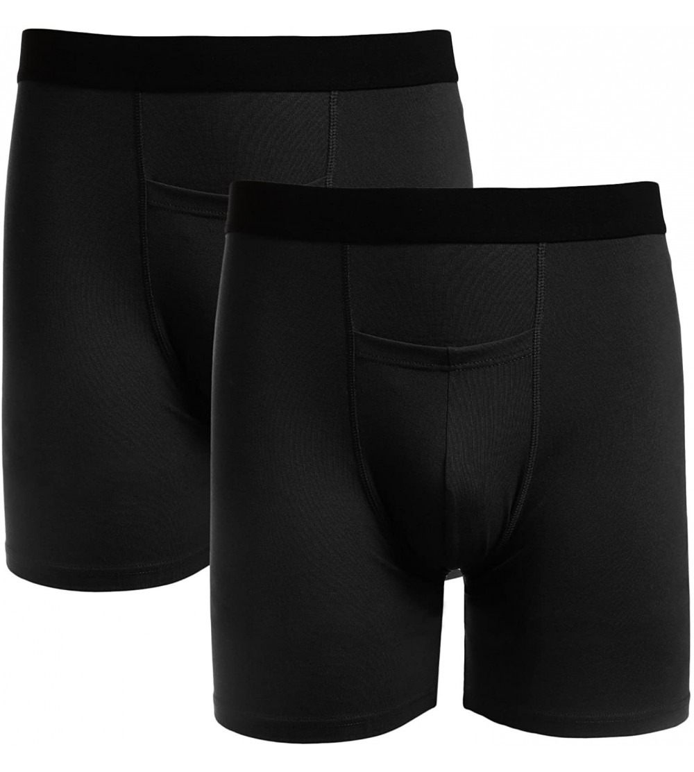 Boxer Briefs Men Underwear Cotton Stretch Boxer Brief Double Crotch 3-Pack - Black2 - CR19329XHH8 $12.77