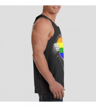 Undershirts Men Muscle Tank Top Summer Beach Holiday Fashion Sleeveless Vest Shirts - Gay Pride Rainbow Lgbt Pull Apart Black...
