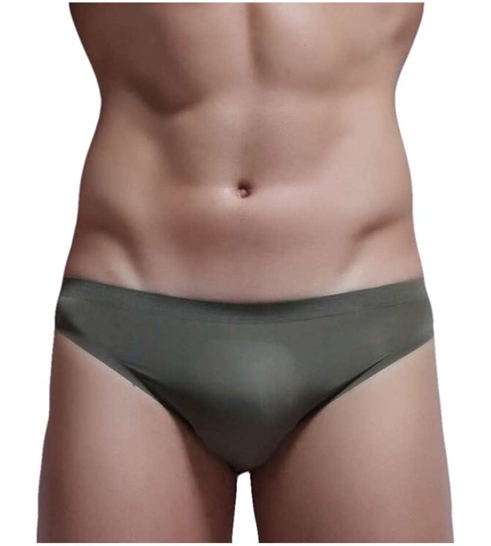 Briefs Men's Sexy Low Rise Summer Seamless Ice Silk Underwear Brief - 3 - CG19DZD3ZQC $20.94