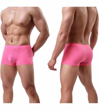 Boxer Briefs Men's Trunks Underwear Silk Boxer Briefs Short Leg - 4pack-01 - CJ12JIRNY4L $22.92