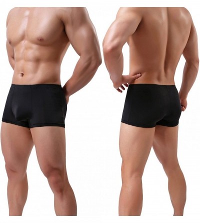 Boxer Briefs Men's Trunks Underwear Silk Boxer Briefs Short Leg - 4pack-01 - CJ12JIRNY4L $22.92